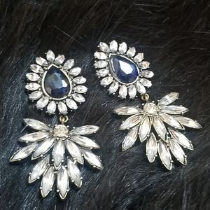 navy rhinestone statement earrings